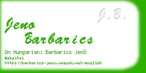 jeno barbarics business card